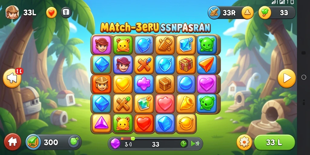 Tampilan gameplay 33L dengan pengalaman Match-3 yang seru.