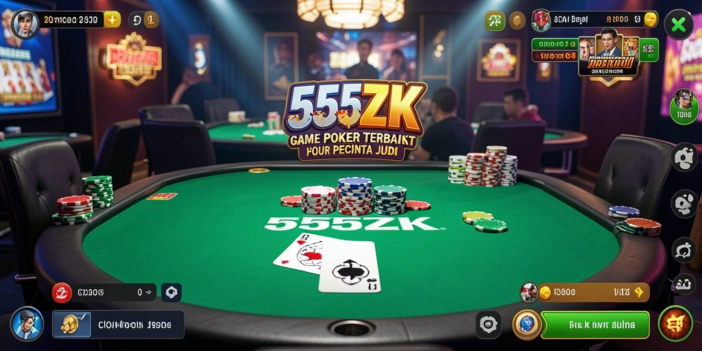 Screenshot gameplay Poker di 555ZK yang seru dan menantang.
