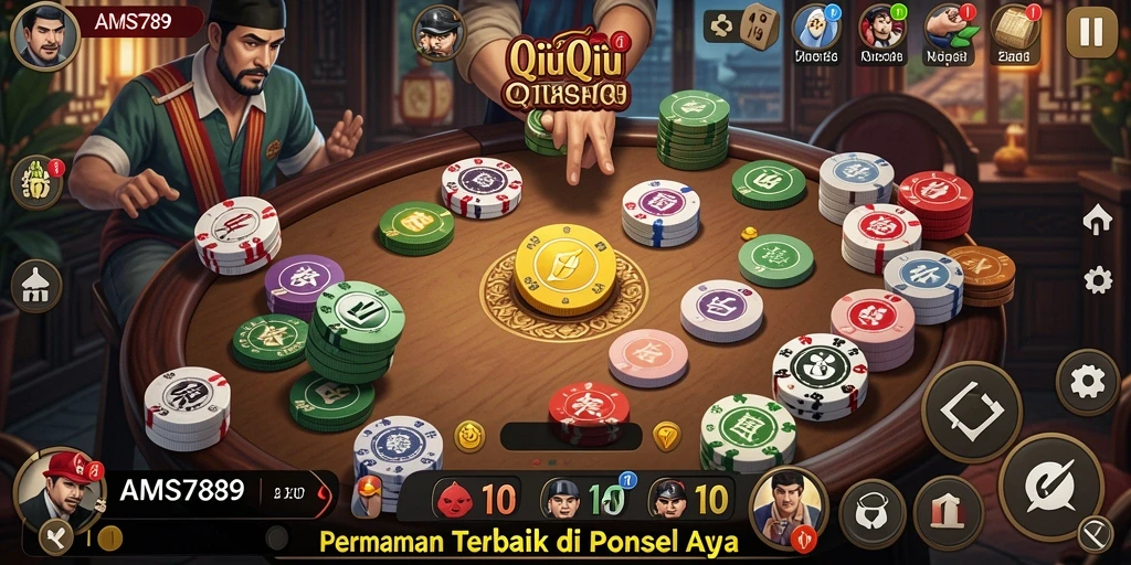 Tampilan menarik dari gameplay QiuQiu di AMS789.