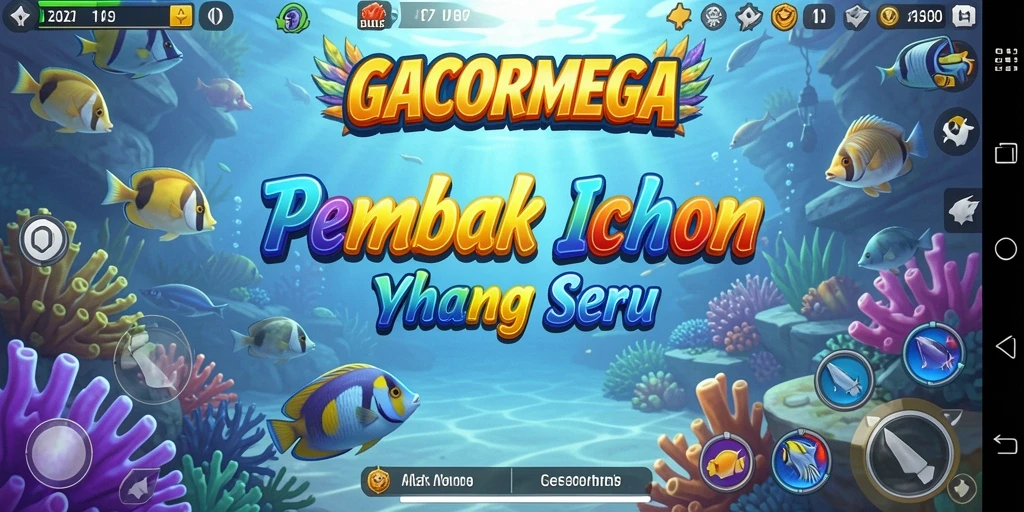Screenshot utama GACORMEGA menampilkan aksi menembak ikan yang menyenangkan.
