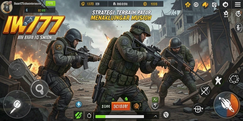 Tangkapan layar utama IW777 menampilkan serunya pertempuran strategi.