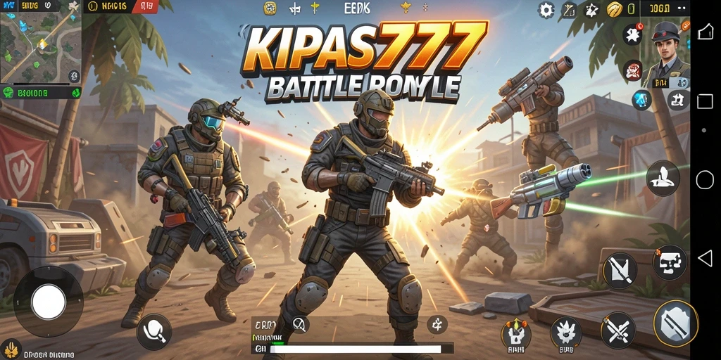 Gameplay seru KIPAS777 dalam pertempuran Battle Royale.