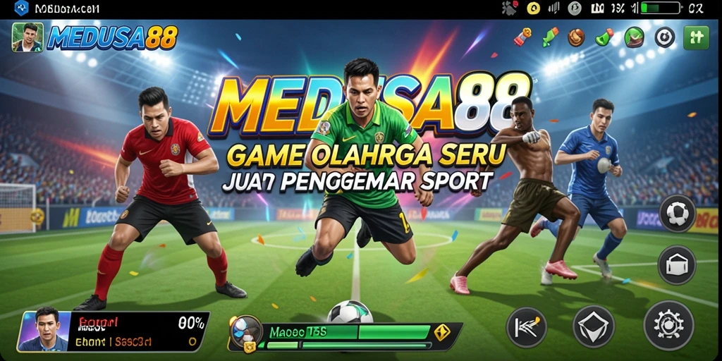 Tampilan gameplay <strong>MEDUSA88</strong> yang seru dan menantang di lapangan olahraga.