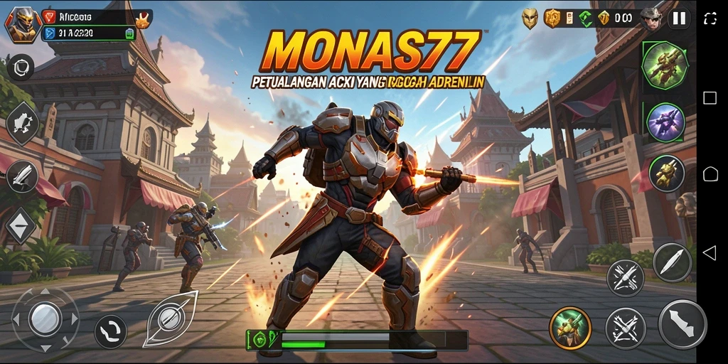 Tampilan gameplay aksi yang intens di MONAS77.