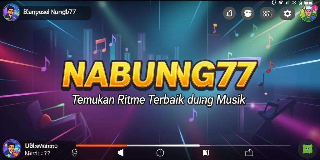 Screenshot NABUNG77 menunjukkan antarmuka interaktif dengan berbagai pilihan musik.