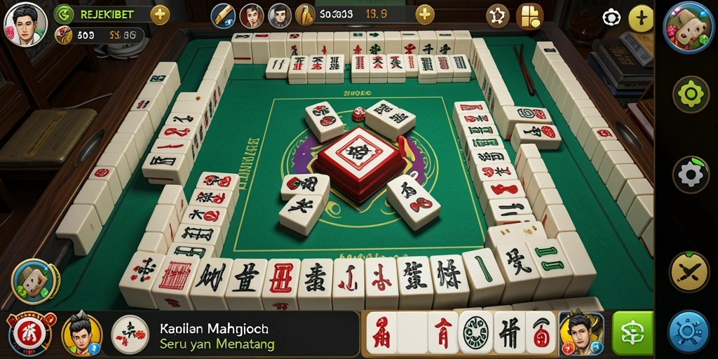 Tampilan seru dari gameplay Mahjong di REJEKIBET.