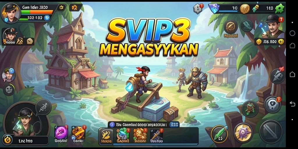 Tampilan gameplay SVIP3 yang penuh warna dengan elemen Idle yang menarik.